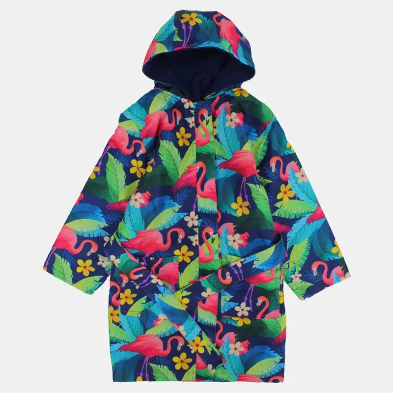 Flamingo Design Girls Multicolored Waterproof Swim Robe