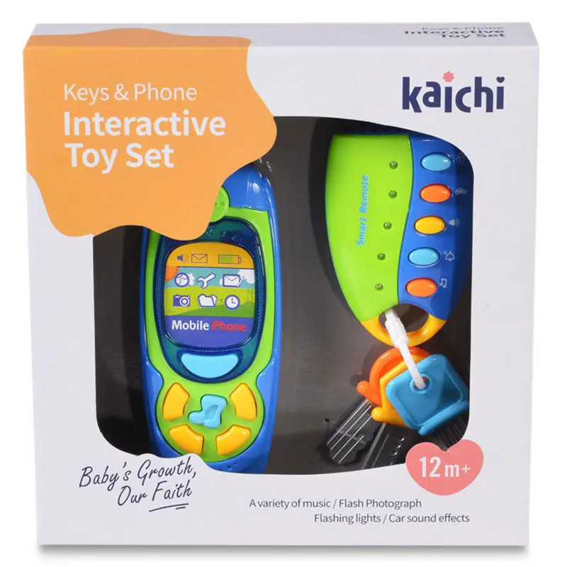 2-Piece Interactive Toy Set  15 cm Phone & 16 cm Key Chain with Lights