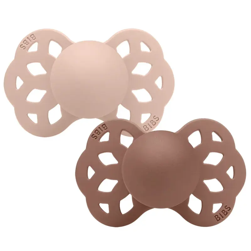 BIBS Infinity Pacifier 2-Pack Anatomical Silicone Size 2  Blush/Woodchuck