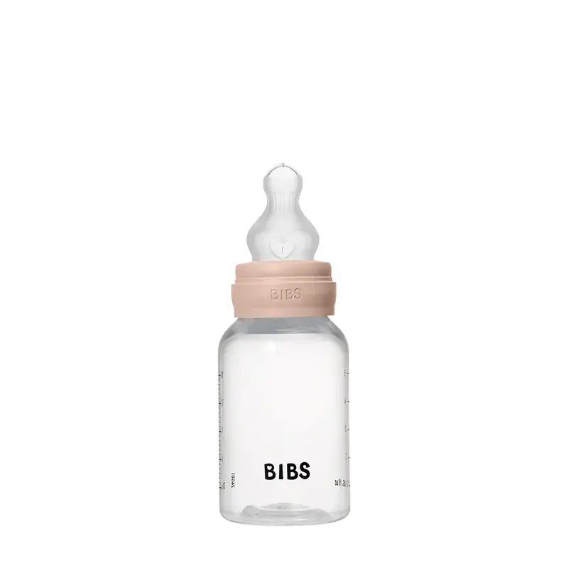 BIBS Round Silicone Baby Bottle 1-Pack 150 ml Slow Flow  Blush
