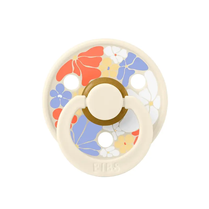 BIBS Studio Color Flower Child Baby Pacifier - Round Latex Size 1 - Ivory