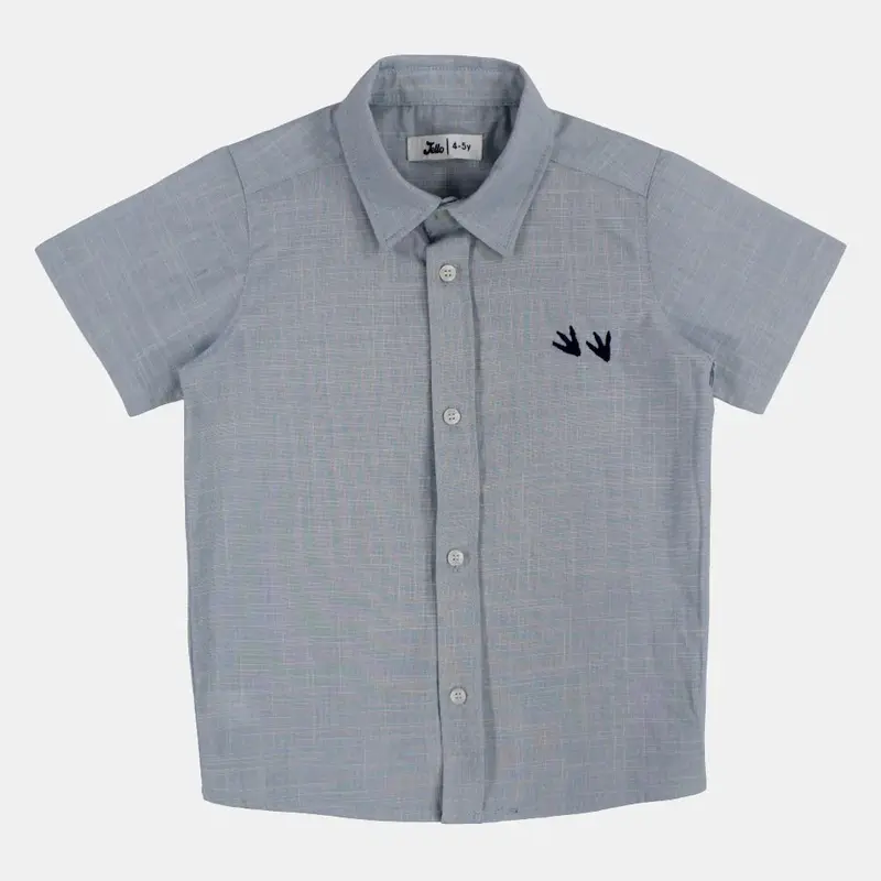 Boys Cotton Shirt  Baby Blue with Dino Paws Design
