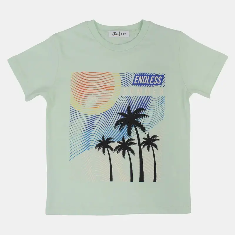 Boys Cotton T-Shirt  Mint with Endless Summer Design