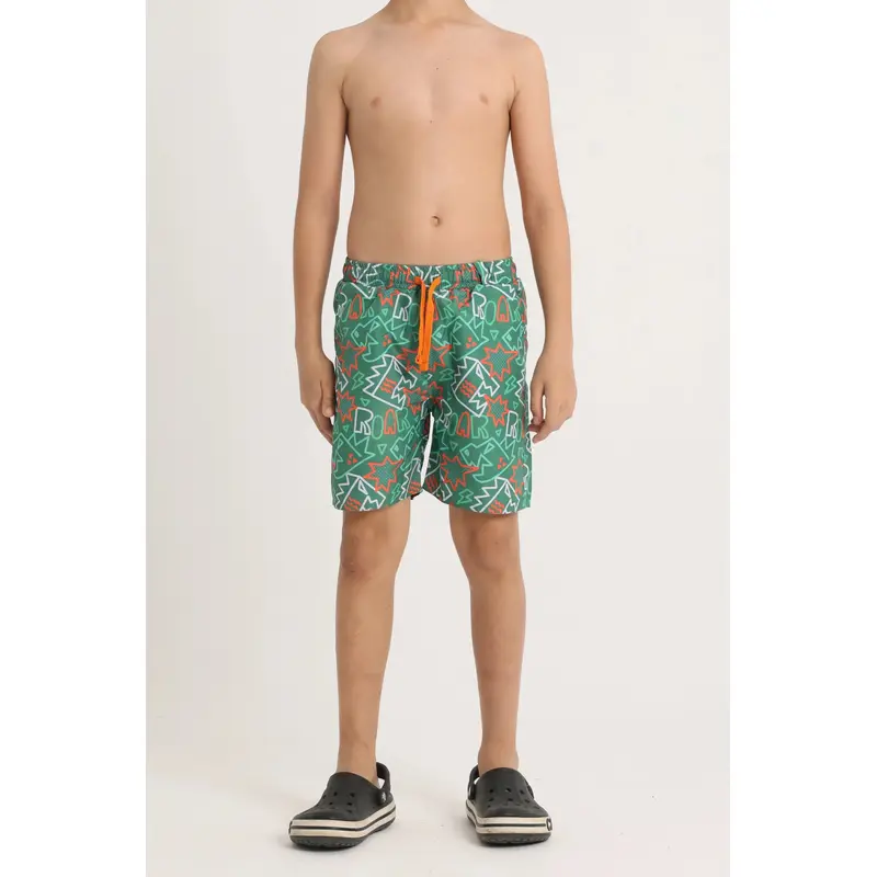 Boys Swimsuit  Green with Dino Roar Print