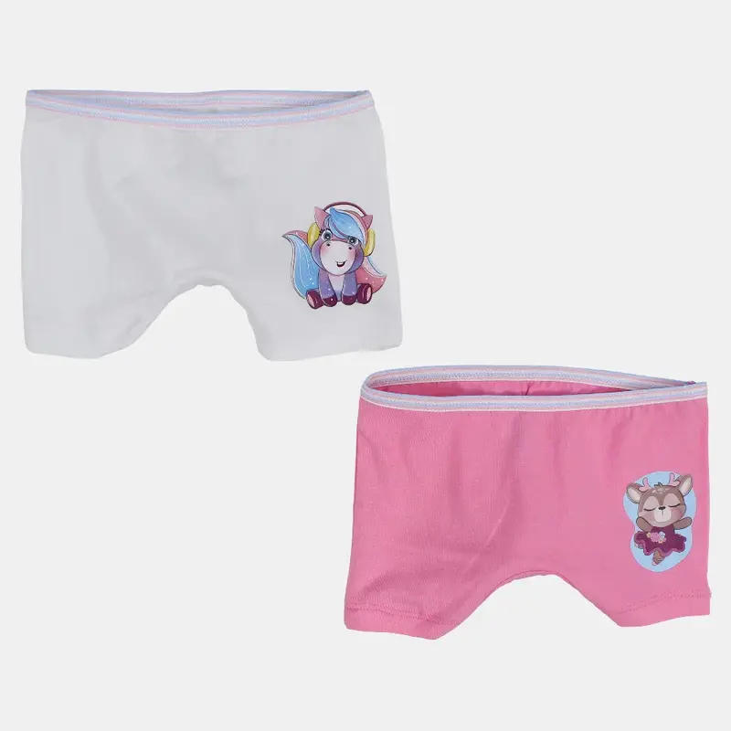 Pack of 2 - Girls Cotton Under Shorts