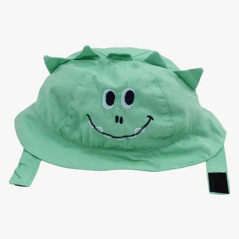 Baby Boys Cotton Hat  Green with Smiling Monster Design