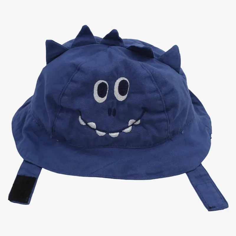 Baby Boys Cotton Hat  Indigo with Smiling Monster Design