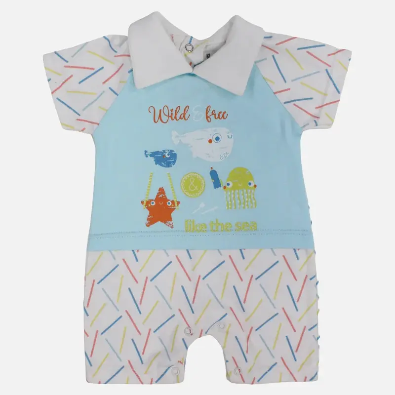 Baby Boys Cotton Romper  Like The Sea Print