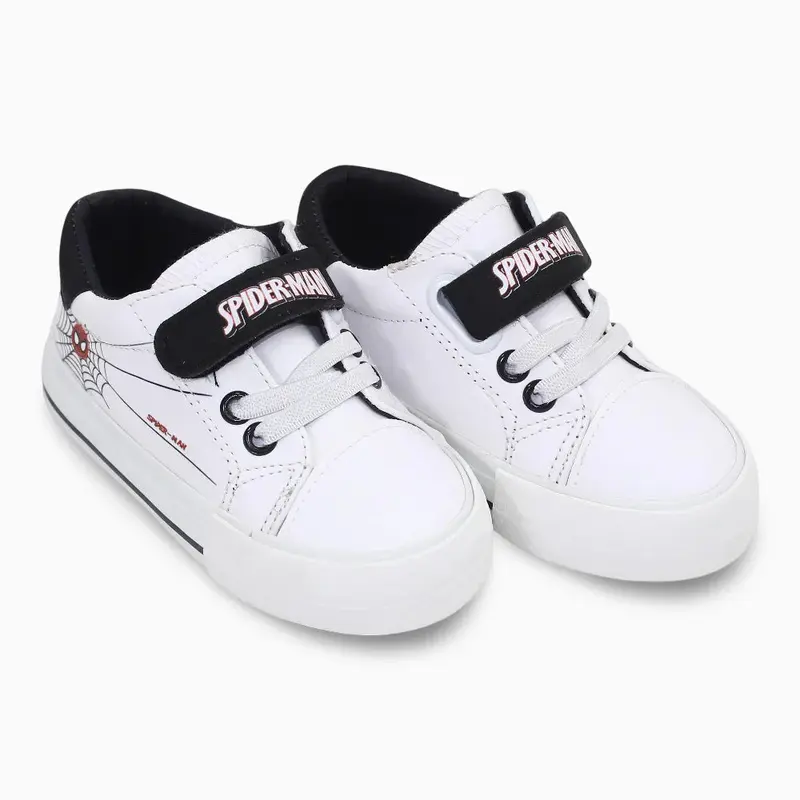 Baby Boys Leather Sneakers  Black/White with Spiderman Theme