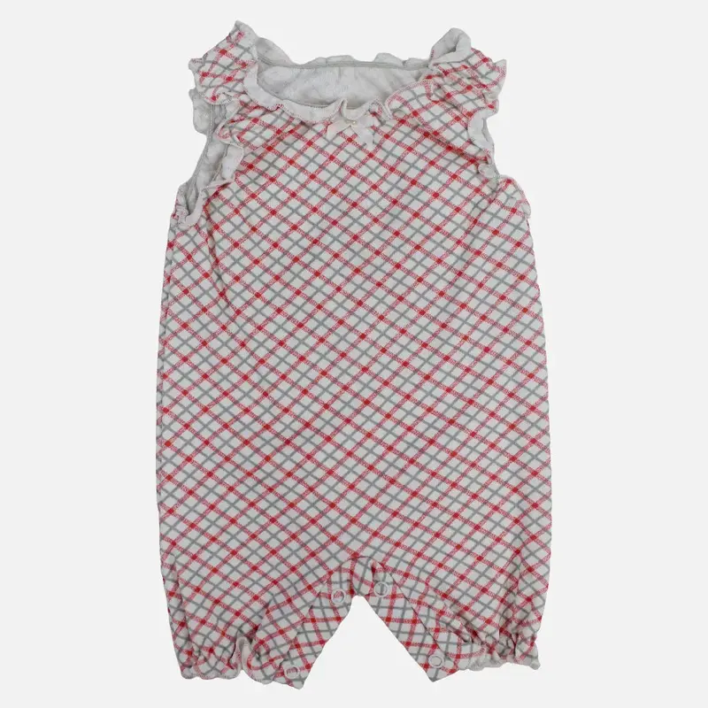 Baby Girls Cotton Romper - Red Checkered