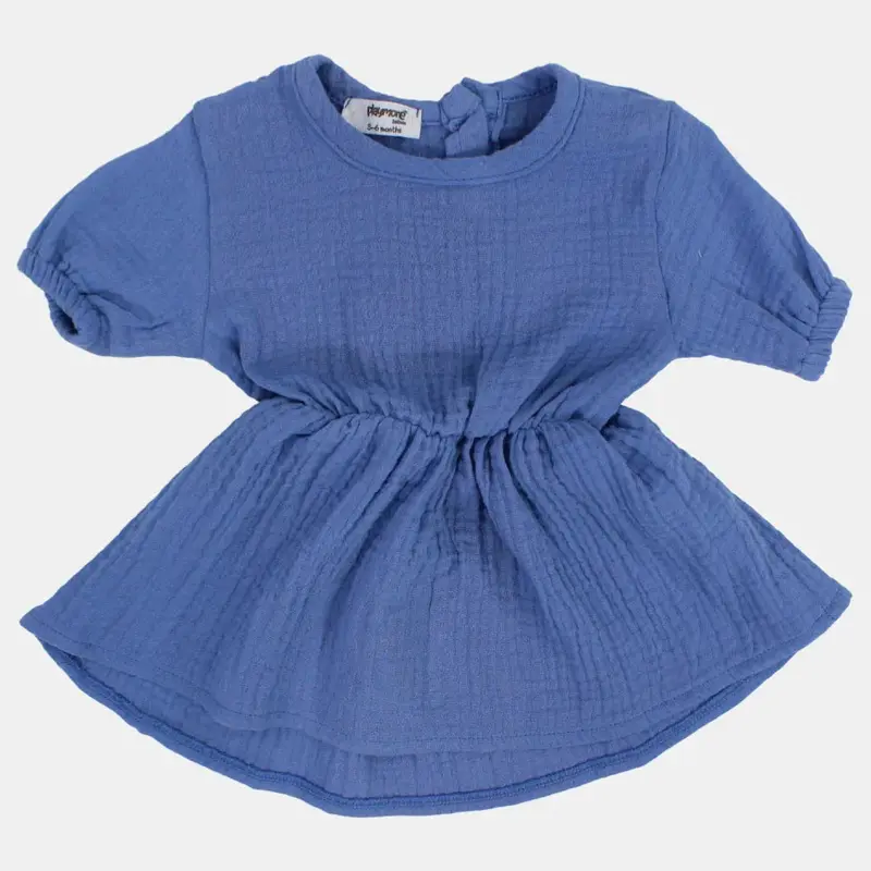 Baby Girls Indigo Short-Sleeved Cotton Dress