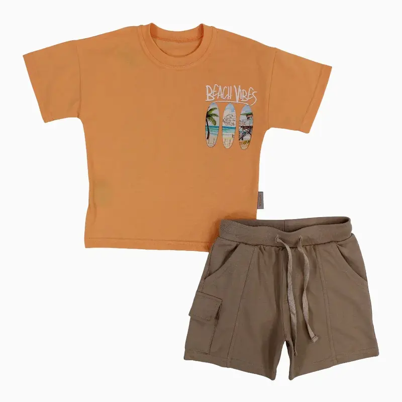 Boys Cotton Pajama Set  Beach Vibes Design