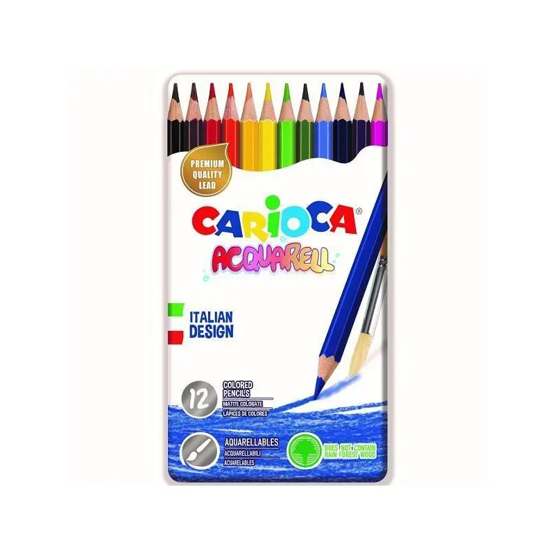 Carioca Acquarell Metal Box of 12 Colored Pencils