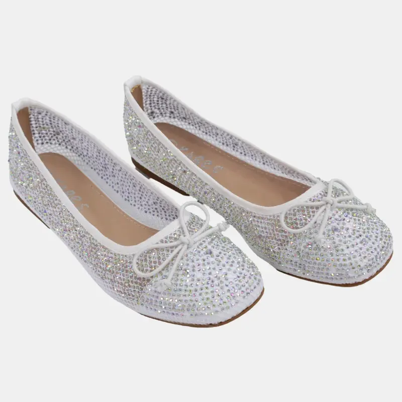 Girls Canvas Ballerina Shoes - Shiny Texture