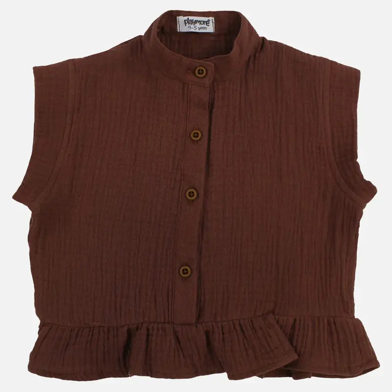 Girls Cotton Blouse  Brown