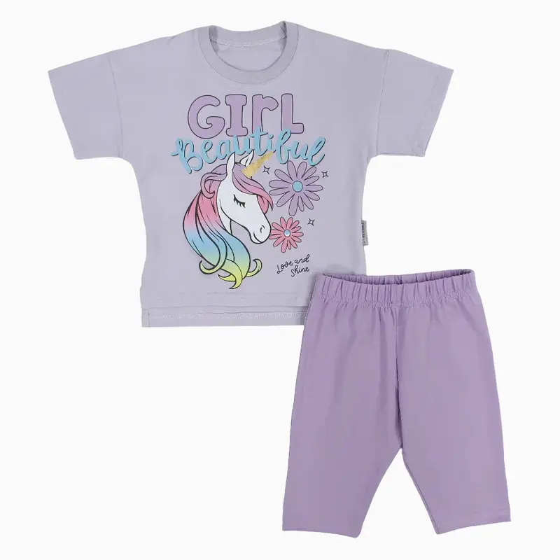 Girls Cotton Pajama Set  Unicorn Print