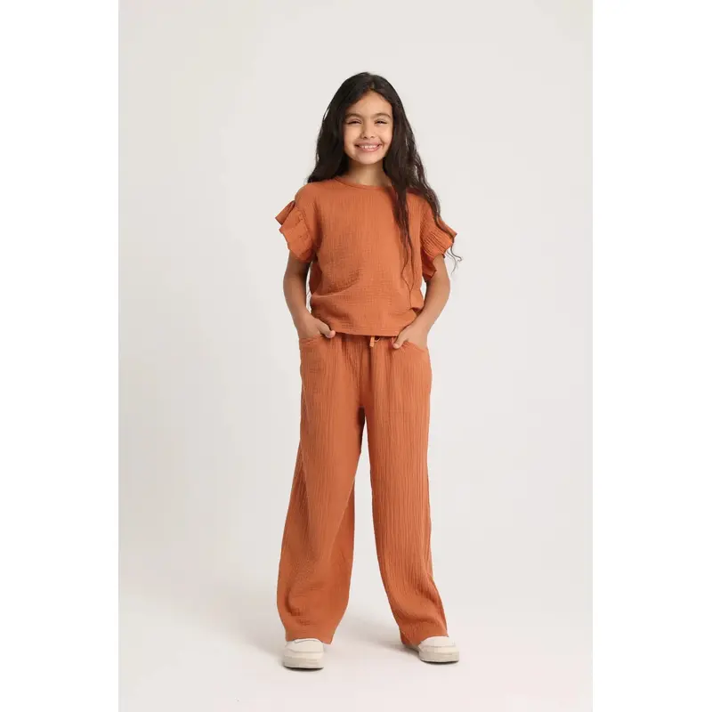Girls Cotton Pants  Brick