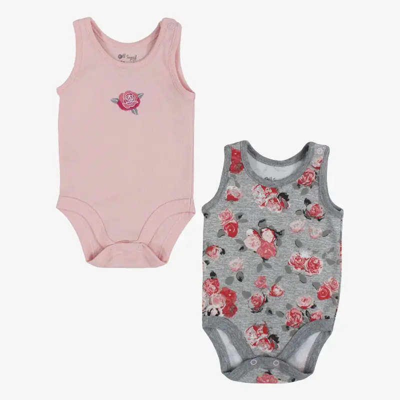 Pack of 2 - Baby Girls Cotton Bodysuits with Floral Print