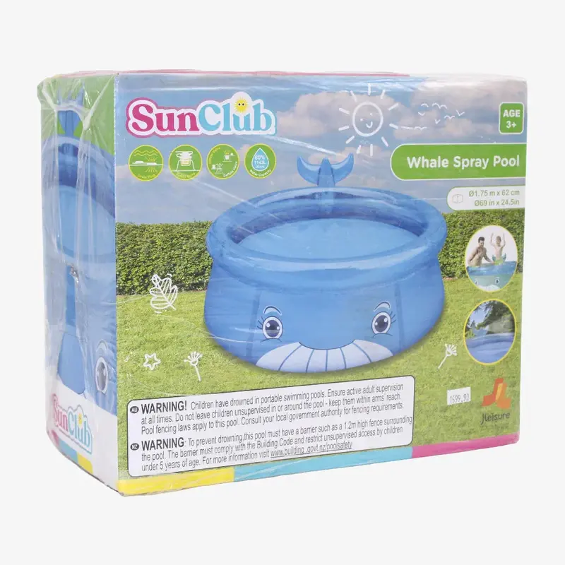 Sun Club 3D Whale Spray Pool - 175cm X 62cm