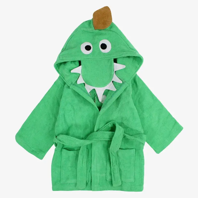 Unisex Plush Swim Robe  Green Dinosaur