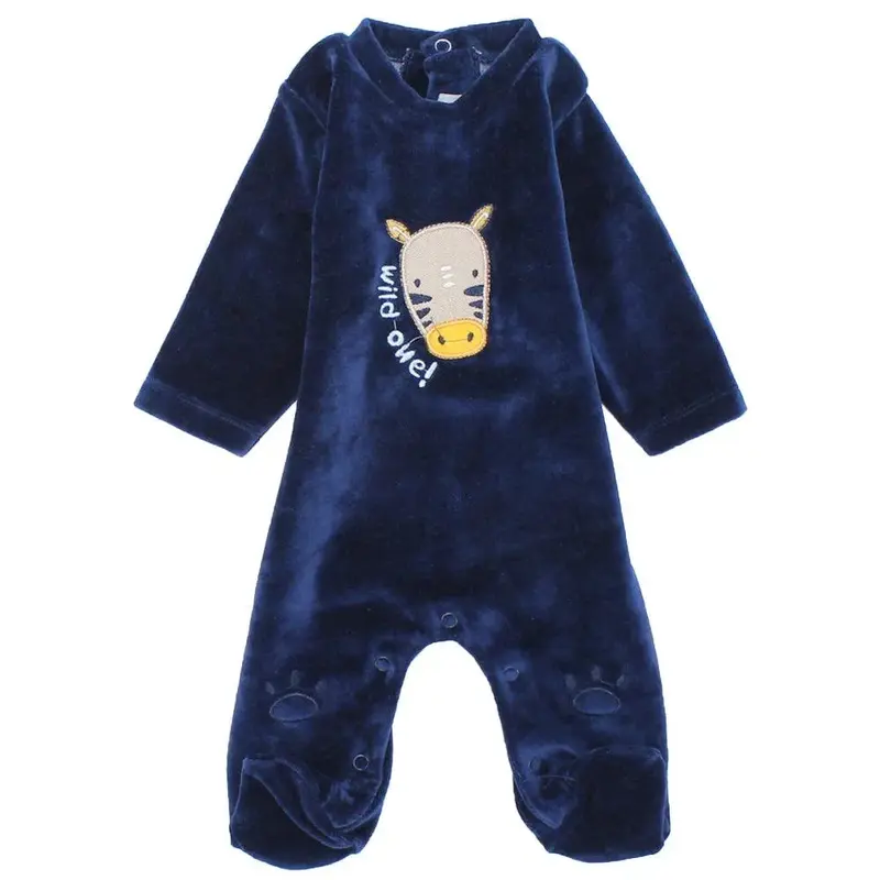 Wild Zebra Velvet Baby Footie