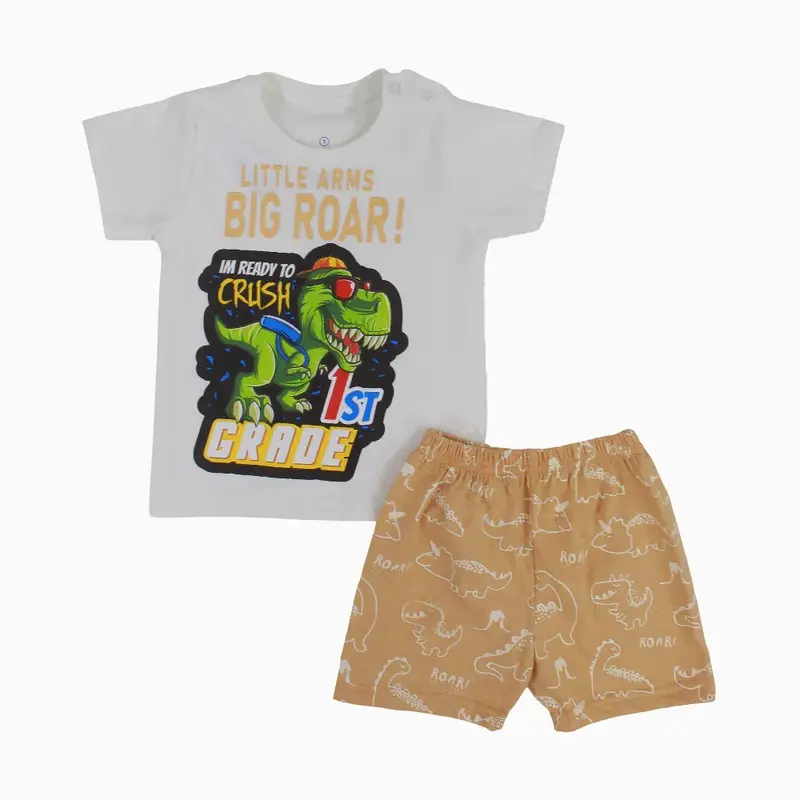 Baby Boys Cotton Pajama Set  Little Arms Big Roar Print