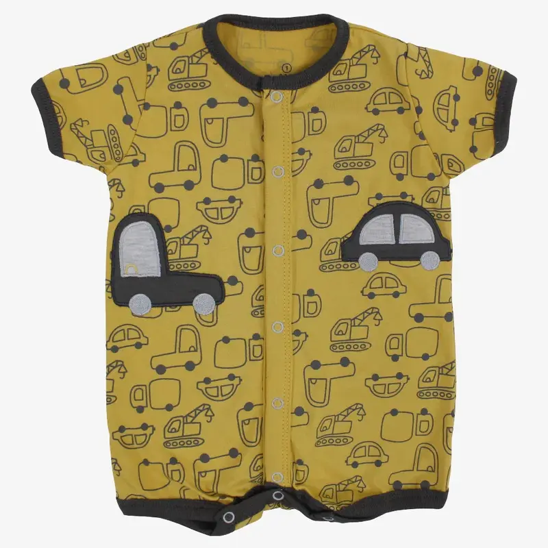 Baby Boys Cotton Romper - Cars & Tools Print