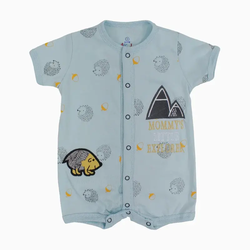 Baby Boys Cotton Romper  Fox and Hedgehog Print