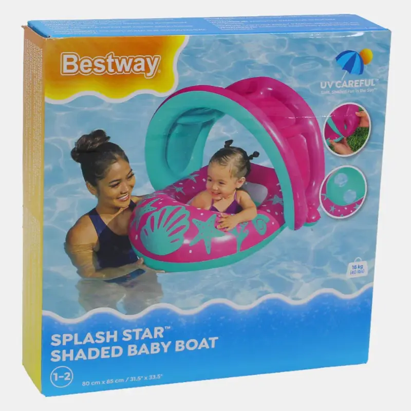 Bestway Splash Star Shaded Baby Boat - Pink/Turquoise
