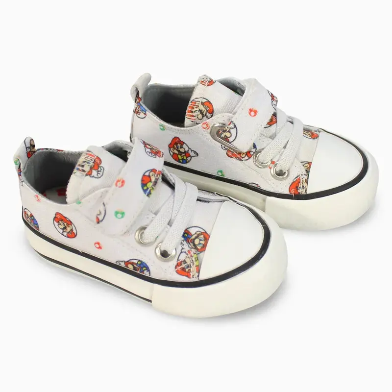 Boys Canvas Sneakers - White with Super Mario Detail