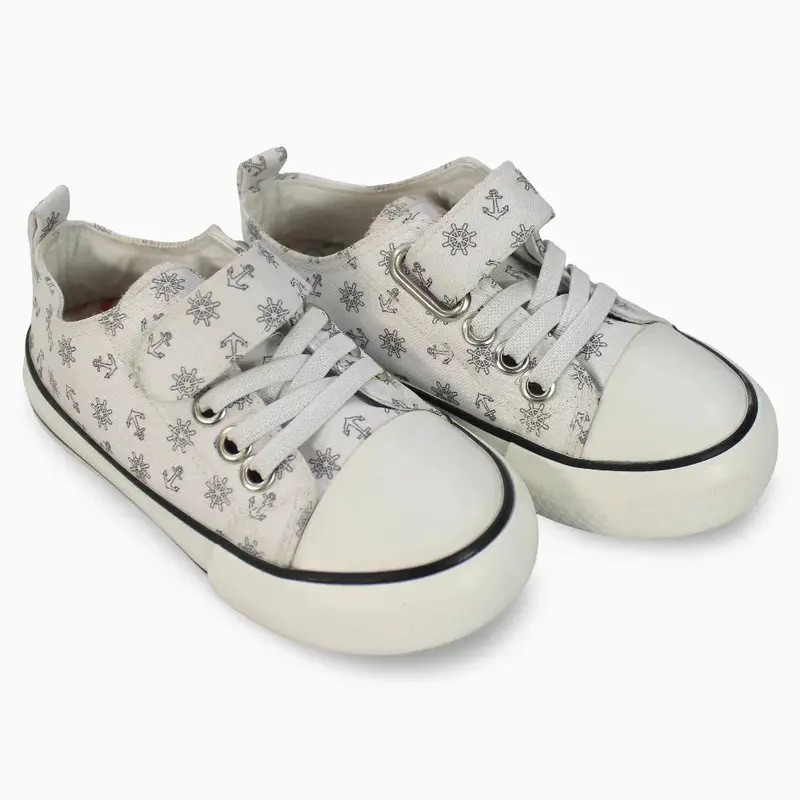 Boys Leather Sneakers  Anchors Details