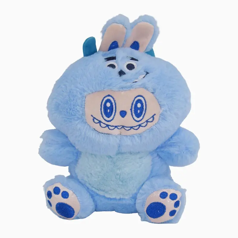 Sitting Labubu Plush Toy  Light Blue