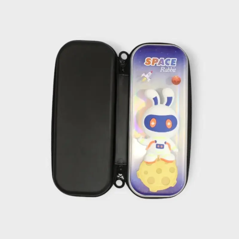 Space Rabbit Black Pencil Case