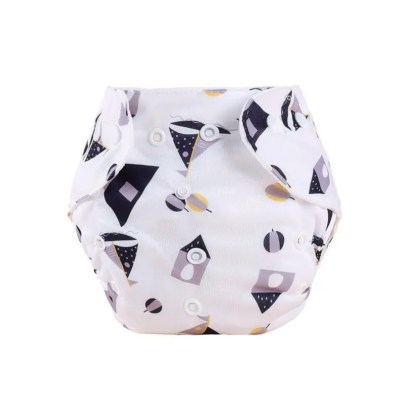 Unisex Baby Reusable Diaper  White with Boats Design
