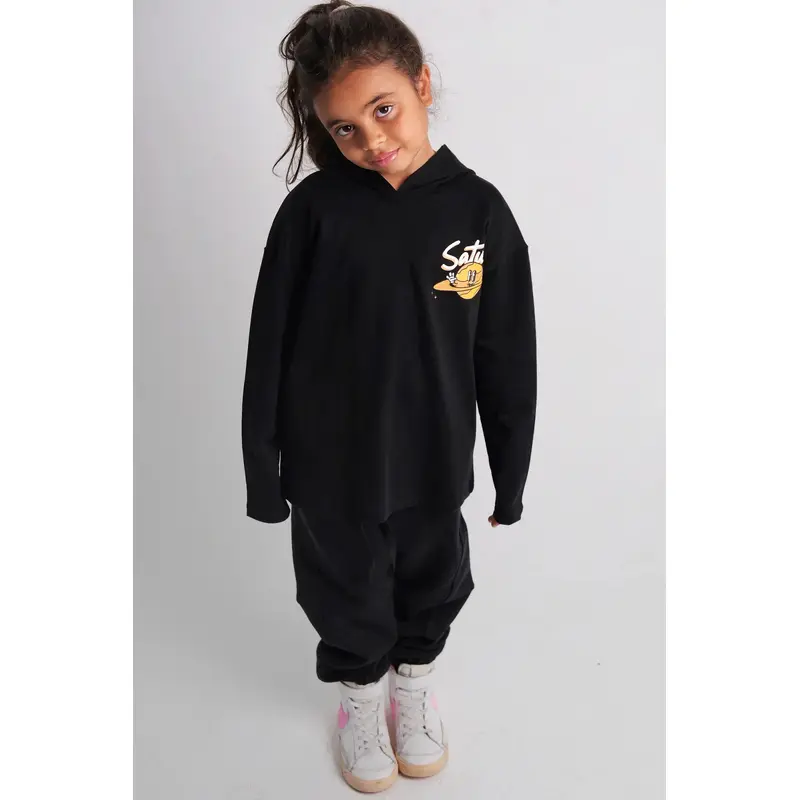 Unisex Saturn Long-Sleeved Hooded T-Shirt