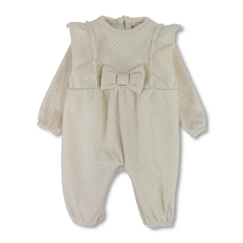 Baby Girls Jacquard Baby Footless Onesie with Ruffled Shoulders