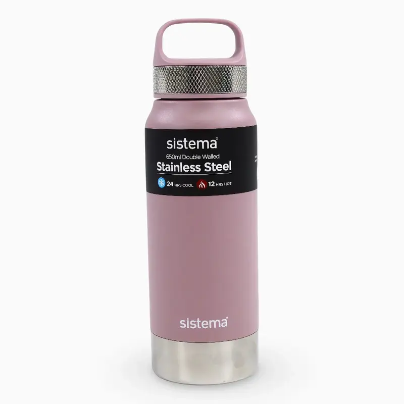Sistema Stainless Steel Water Bottle  Pink