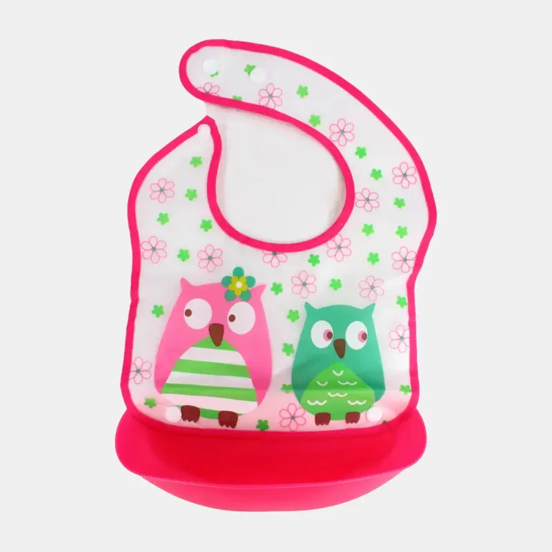 Baby Bib  Pink with Owl Design
