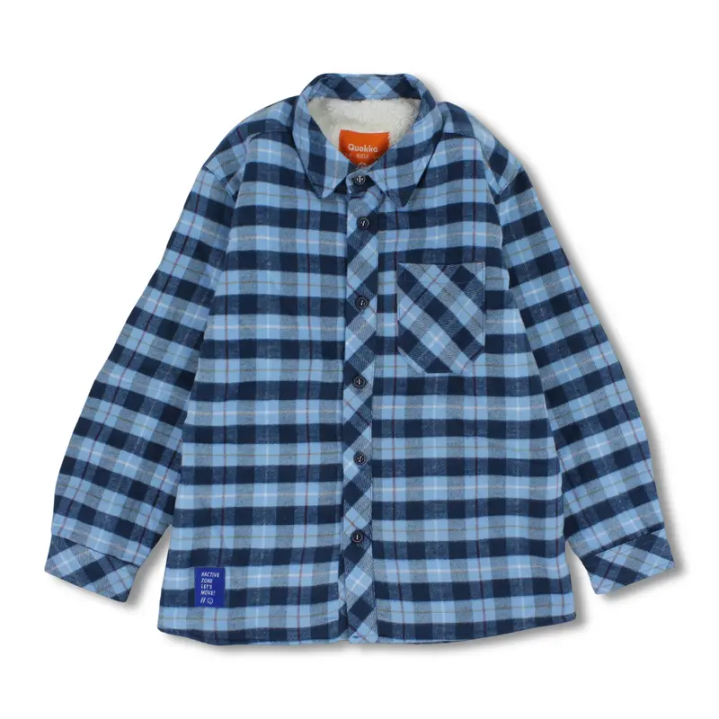 Boys Fleeced Shirt  Navy & Babyblue