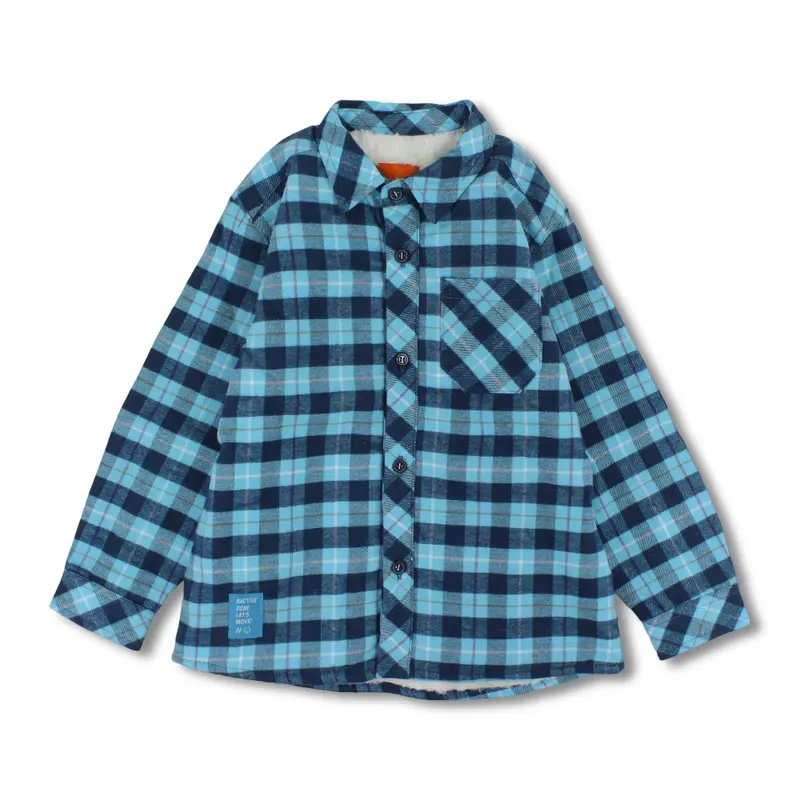 Boys Fleeced Shirt  Navy & Turquoise