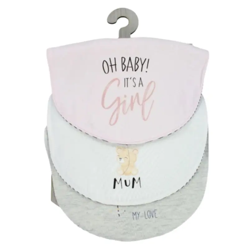 Baby Girls Cotton Bibs  Pack of 3  "Oh Baby, Its a Girl