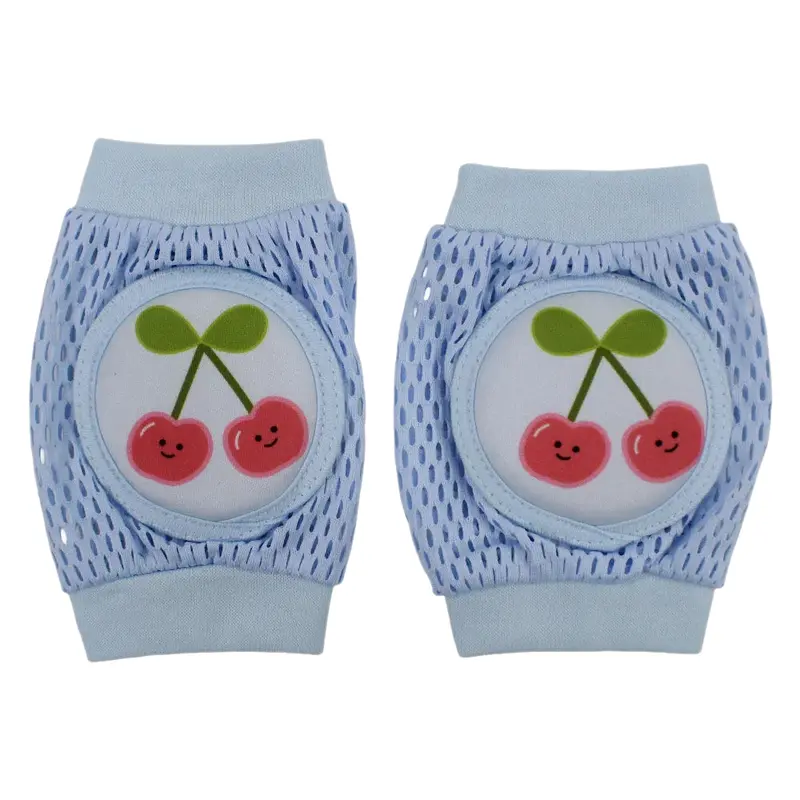 Baby Knee Mesh Pads  Light Blue with Cherry Design