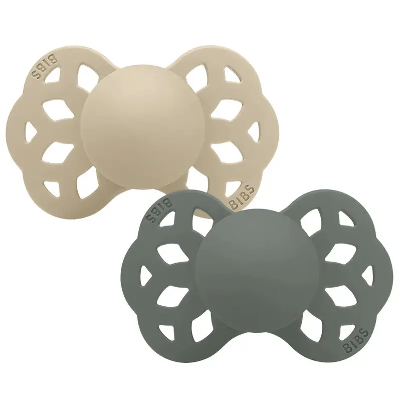 BIBS Infinity Pacifier 2-PACK Anatomical Silicone Size 2 Vanilla/Pine