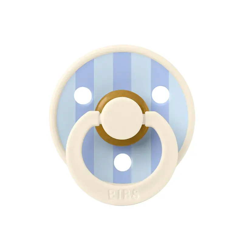 BIBS Studio Color Block Pacifier Round Latex - Size 1 - Ivory/Dusty Blue