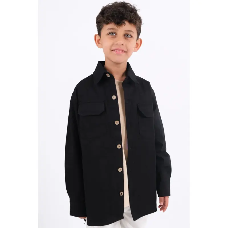 Black Long-Sleeved Overshirt