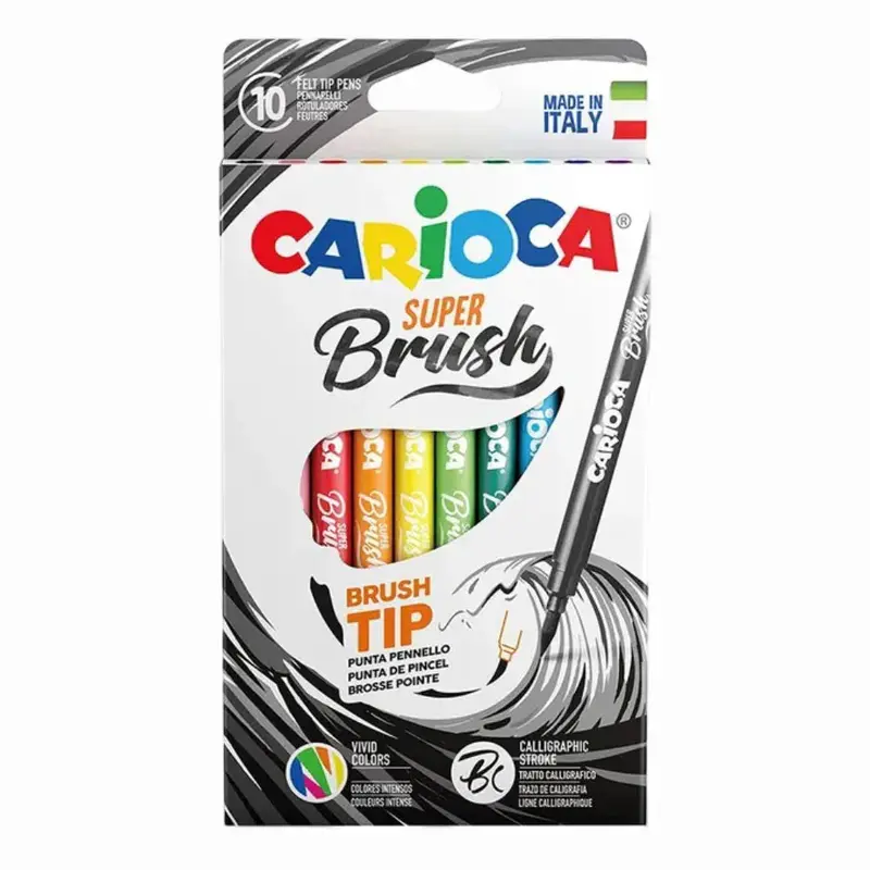 Carioca Brush Tip Coloring Pens  10 Colors
