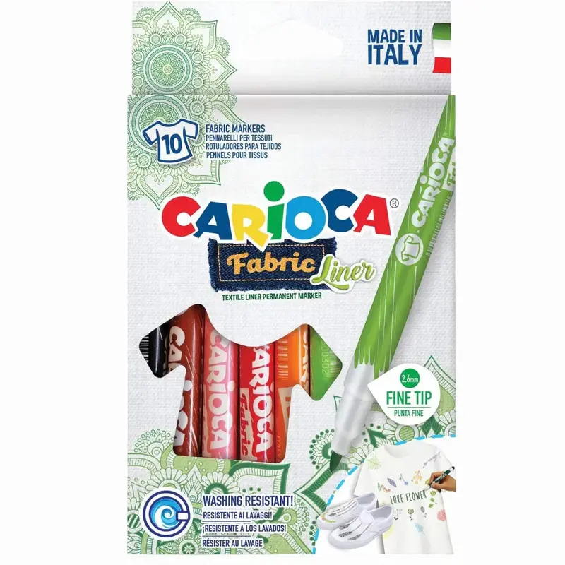 Carioca Fabric Fine Tip Liners  10 Colors