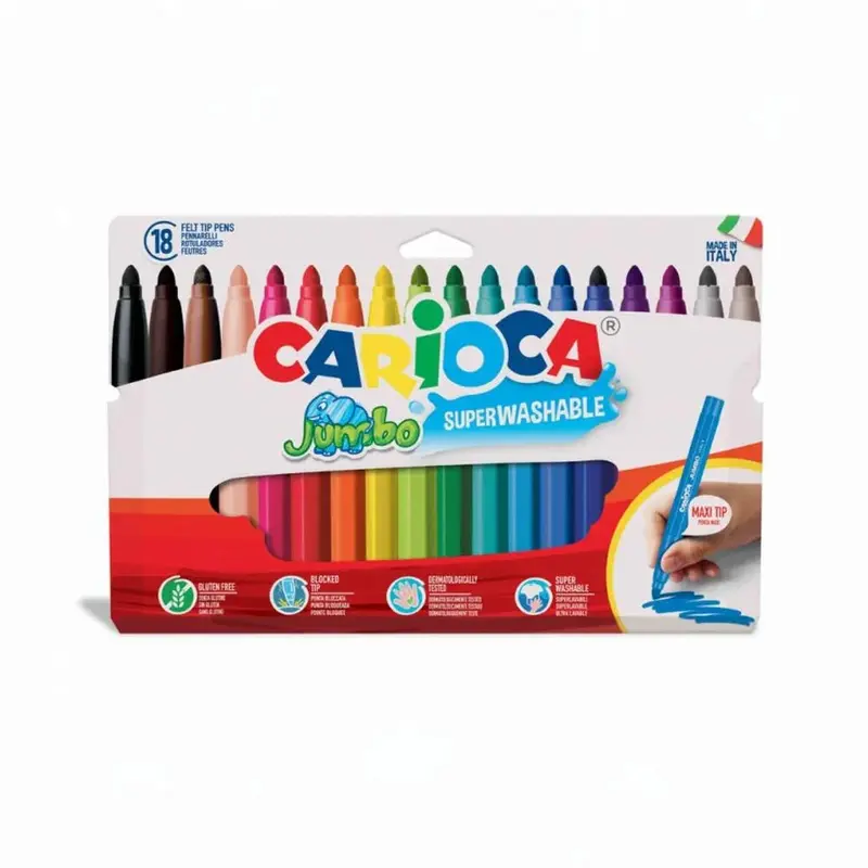 Carioca Jumbo Super Washable Pens  18 Colors