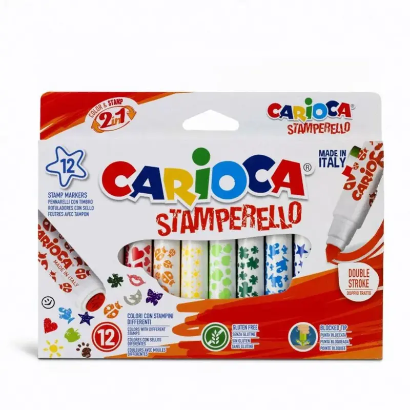 Carioca Stamperello Felt Tip with Stamps  12 Colors