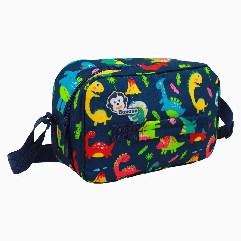 Fabric Lunch Bag  Navy with Dinos Design